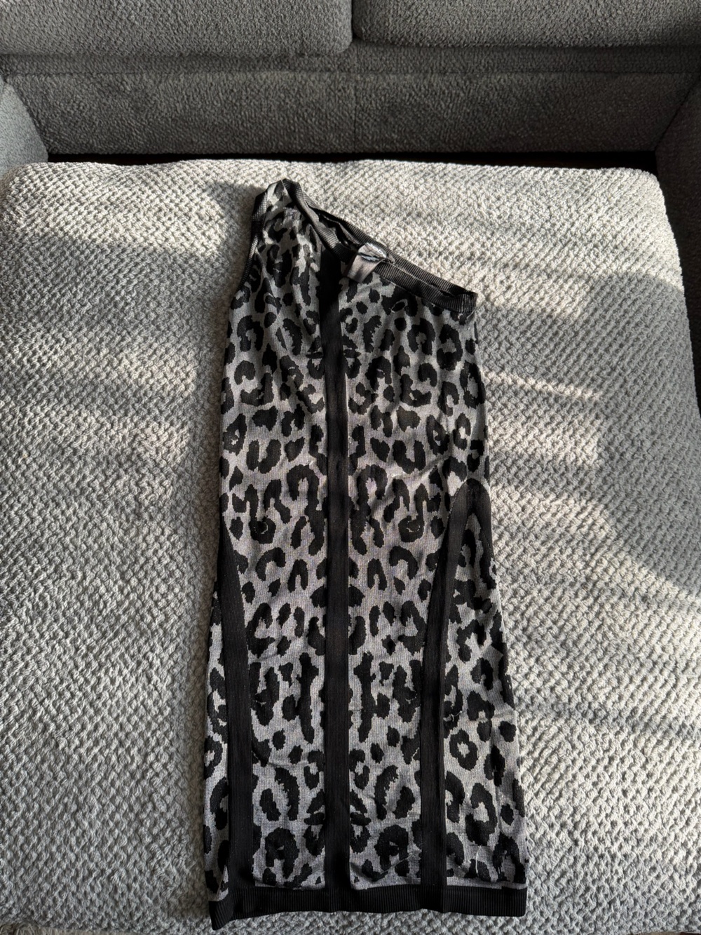bebe Black and Gray Leopard Mesh Chemise